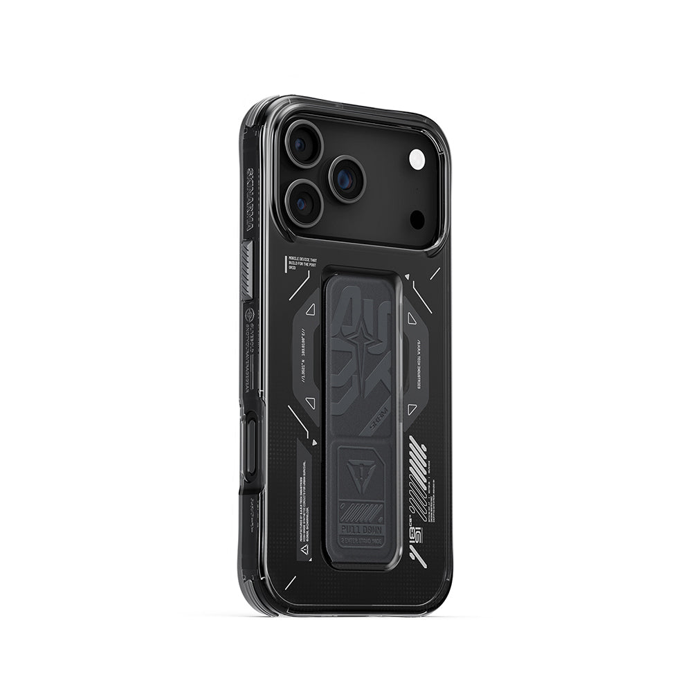 Skinarma Helio Mag iPhone 17 Pro Max M-safe Şarj Özellikli Teknoloji Desenli Charge Standlı Kılıf Skinarma Helio Mag iPhone 17 Pro Max M-safe Şarj Özellikli Teknoloji Desenli Charge Standlı Kılıf